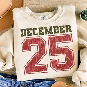 Distressed December 25 Retro Christmas Sweatshirt, Holiday Tee 05